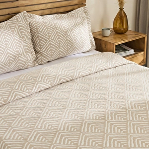 Kaşmir Home Space Çift Kişilik Yatak Örtüsü Takımı Bej görseli 4