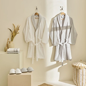 Kaşmir Home Elin 6 Parça Aile Banyo Seti Offwhite Gri görseli 1
