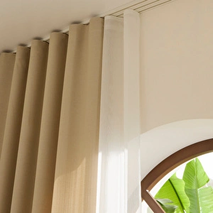 Kaşmir Home Perla Keten Fon Perde Açık Taş 150x270 cm görseli 4