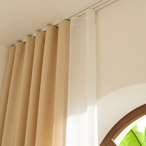 Kaşmir Home Perla Keten Fon Perde Açık Bej 150x270 cm görseli 4