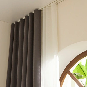 Kaşmir Home Holly Ada Fon Perde Koyu Gri 150x270 cm görseli 4
