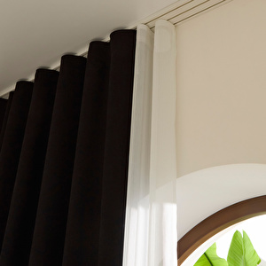 Kaşmir Home Holly Ada Fon Perde Koyu Siyah 150x270 cm görseli 4