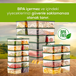 Vienev 30lu Buzdolabı Düzenleyici Organizer Mikrodalgaya Uygun Difriz Saklama Kabı Yeşil görseli 4