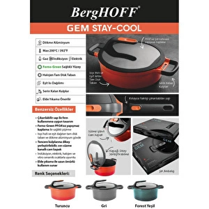 Berghoff Gem Stay Cool Derin Tencere Açık Yeşil 24cm görseli 2
