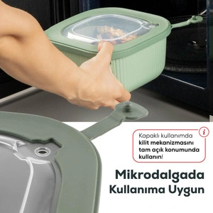 Vienev 12'li 4x(600-1100-1800 Ml) Mikrodalga Ve Difrize Uygun Vip Kapaklı Özel Saklama Kabı Seti Yeşil görseli 4