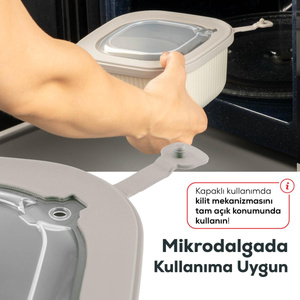 Vienev 12'li 4x(600-1100-1800 Ml) Mikrodalga Ve Difrize Uygun Vip Kapaklı Özel Saklama Kabı Seti Bej görseli 4