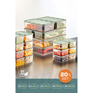 Vienev 20'li Buzdolabı Düzenleyici Organizer Mikrodalgaya Uygun Difriz Saklama Kabı Mint
