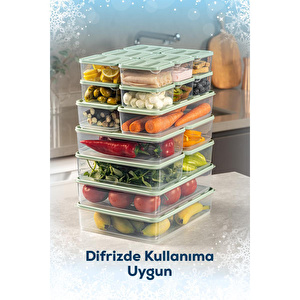 Vienev 20'li Buzdolabı Düzenleyici Organizer Mikrodalgaya Uygun Difriz Saklama Kabı Mint görseli 4