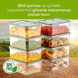 Vienev 8'li Buzdolabı Düzenleyici Organizer Mikrodalgaya Uygun Difriz Saklama Kabı Mint görseli 4