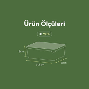 Vienev 8'li Buzdolabı Düzenleyici Organizer Mikrodalgaya Uygun Difriz Saklama Kabı Mint