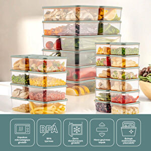 Vienev 30'lu Buzdolabı Düzenleyici Organizer Mikrodalgaya Uygun Difriz Saklama Kabı Mint