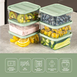 Vienev 12'li 350 Ml Buzdolabı Dondurucu Organizer Mikrodalga Ve Difrize Uygun Saklama Kabı Mint