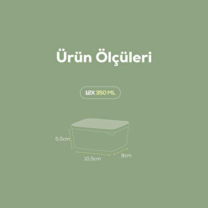 Vienev 12'li 350 Ml Buzdolabı Dondurucu Organizer Mikrodalga Ve Difrize Uygun Saklama Kabı Mint