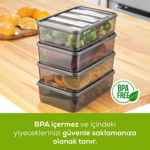 Vienev 4'lü Bella Buzdolabı Düzenleyici 1,75 Litre Antrasit görseli 4