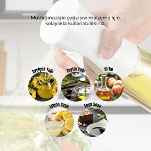 Vienev Airfryer Sprey Yağdanlık Cam Şişe - Izgara Fritöz Salata Yağ Püskürtücü Beyaz
