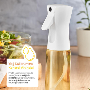 Vienev Airfryer Sprey Yağdanlık Cam Şişe - Izgara Fritöz Salata Yağ Püskürtücü Beyaz görseli 4