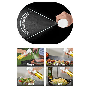 Vienev Airfryer Sprey Yağdanlık Cam Şişe - Izgara Fritöz Salata Yağ Püskürtücü Beyaz