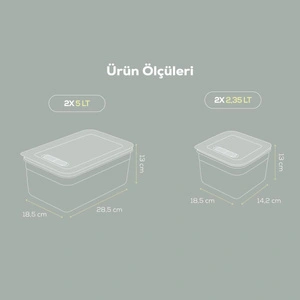 Vienev 4'lü Hava Kanallı Ayarlanabilir Sebze Ve Meyve Saklama Kabı 2x(2,35-5 lt) mint