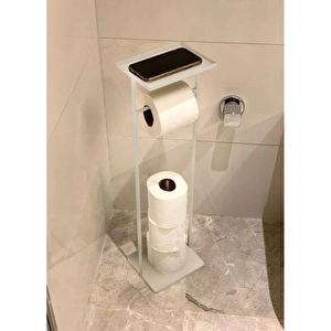 The Mia Tepsili Tuvalet Kağıdı Standı Beyaz 54x15x12 Cm