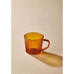 The Mia Striped Borosilikat Cam Kahve Kupası Amber 140 Ml görseli 4