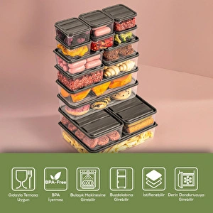 Vienev 15'li Buzdolabı Düzenleyici Organizer Mikrodalgaya Uygun Difriz Saklama Kabı Gri görseli 4