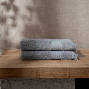 Green Black Aya Linea Serisi 2’li Havlu Seti Gri, %100 Ege Pamuğu, Çizgili Bordür