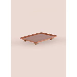 The Mia Limoges Ahşap Ayaklı Servis Tabağı Terracota 28x20x5 Cm görseli 5