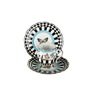 Lucky Art Maggey New Bone China Porselen 6lı Ayaklı Kahve Fincanı Seti görseli 5