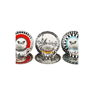Lucky Art Maggey New Bone China Porselen 6lı Ayaklı Kahve Fincanı Seti görseli 2