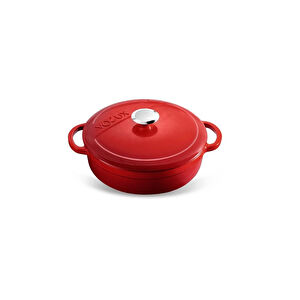 Voeux Kitchenware L'amour Kırmızı Sığ Döküm Tencere 24 Cm