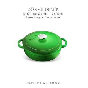 Voeux Kitchenware Forêt Yeşil Sığ Döküm Tencere 28 Cm görseli 4