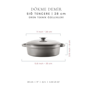 Voeux Kitchenware Gracieuse Gri Sığ Döküm Tencere 28 Cm görseli 2