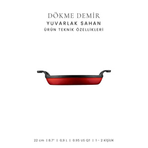Voeux Kitchenware L'amour Kırmızı Yuvarlak Döküm Sahan Ve Ahşap Nihale 22 Cm görseli 4
