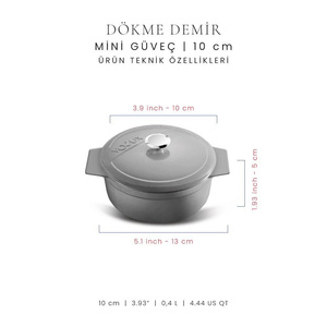Voeux Kitchenware Gracieuse Gri Döküm Mini Güveç 10 Cm görseli 2