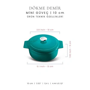 Voeux Kitchenware Profond Turkuaz Döküm Mini Güveç 10 Cm görseli 2