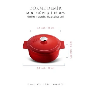 Voeux Kitchenware L'amour Kırmızı Döküm Mini Güveç 12 Cm görseli 2