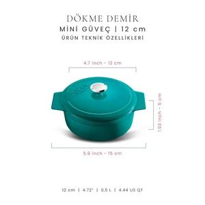 Voeux Kitchenware Profond Turkuaz Döküm Mini Güveç 12 Cm görseli 2