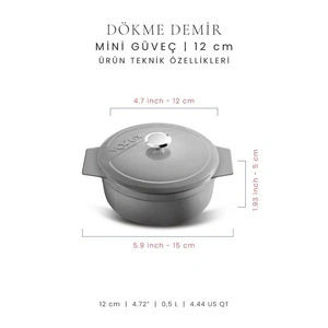 Voeux Kitchenware Gracieuse Gri Döküm Mini Güveç 12 Cm görseli 2