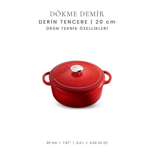 Voeux Kitchenware L'amour Kırmızı Derin Döküm Tencere 20 Cm görseli 4