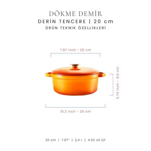 Voeux Kitchenware Amusant Turuncu Derin Döküm Tencere 20 Cm