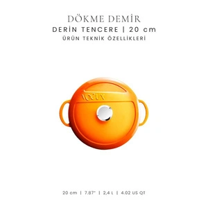Voeux Kitchenware Amusant Turuncu Derin Döküm Tencere 20 Cm görseli 5