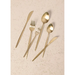 The Mia Shiny Çatal Kaşık Bıçak Takımı Mat Gold 24 Parça görseli 5
