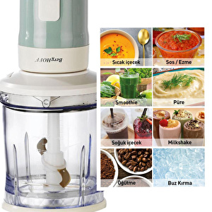 Berghoff Gem Retro 700 W Kişisel Blender & Doğrayıcı – 1,2 L Titanyum Bıçaklı Hazne, Bakır AC Motor | Mint Yeşil görseli 2