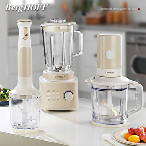 Berghoff Gem Retro 700 W Kişisel Blender & Doğrayıcı – 1,2 L Titanyum Bıçaklı Hazne, Bakır AC Motor | Vanilya Krem görseli 4