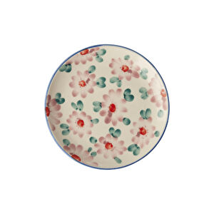 Rice El Yapımı Seramik Tatlı Tabağı - Pembe Çiçek
