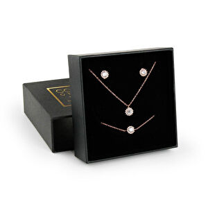 Coho Objet Coho Silver Crystal Bloom El Yapımı Gümüş Kolye Küpe Bileklik Seti