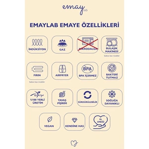 Emaylab Beige Dama Desenli Emaye Çukur Makarna Ve Salata Tabağı 24cm görseli 5