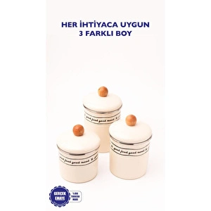 Emaylab Mood Ahşap Tepeli Emaye Kavanoz/baharatlık Seti görseli 4