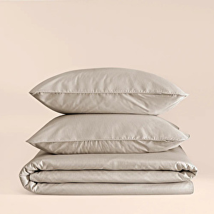 Penelope %100 Pamuk Percale Nevresim Seti 260x240 Cm Taş Rengi - Pure Serisi görseli 2