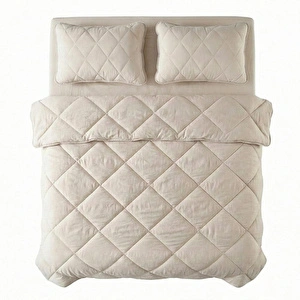 Penelope Microfiber Kumaş Çift Kişilik Krem Yastık Yorgan Seti - Colors In Comfort görseli 2